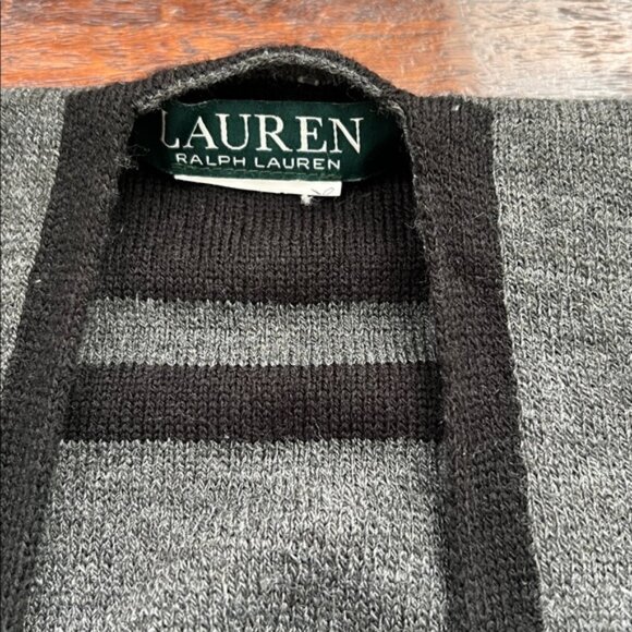 LAUREN RALPH LAUREN Jet Setter Reversible Knit Poncho Wrap Black Gray OS (EUC) - Picture 4 of 8